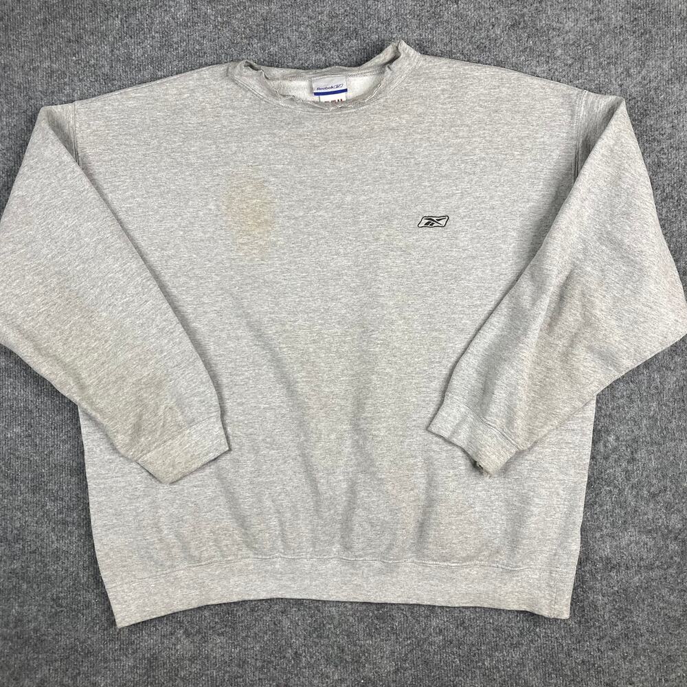 Reebok Sweatshirt Mens Gray‎ 2XL Embroidered Logo Crewneck Pullover